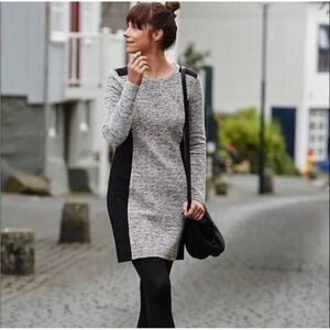 Athleta Gray and Black Long Sleeve Cool Down Sweater Dress